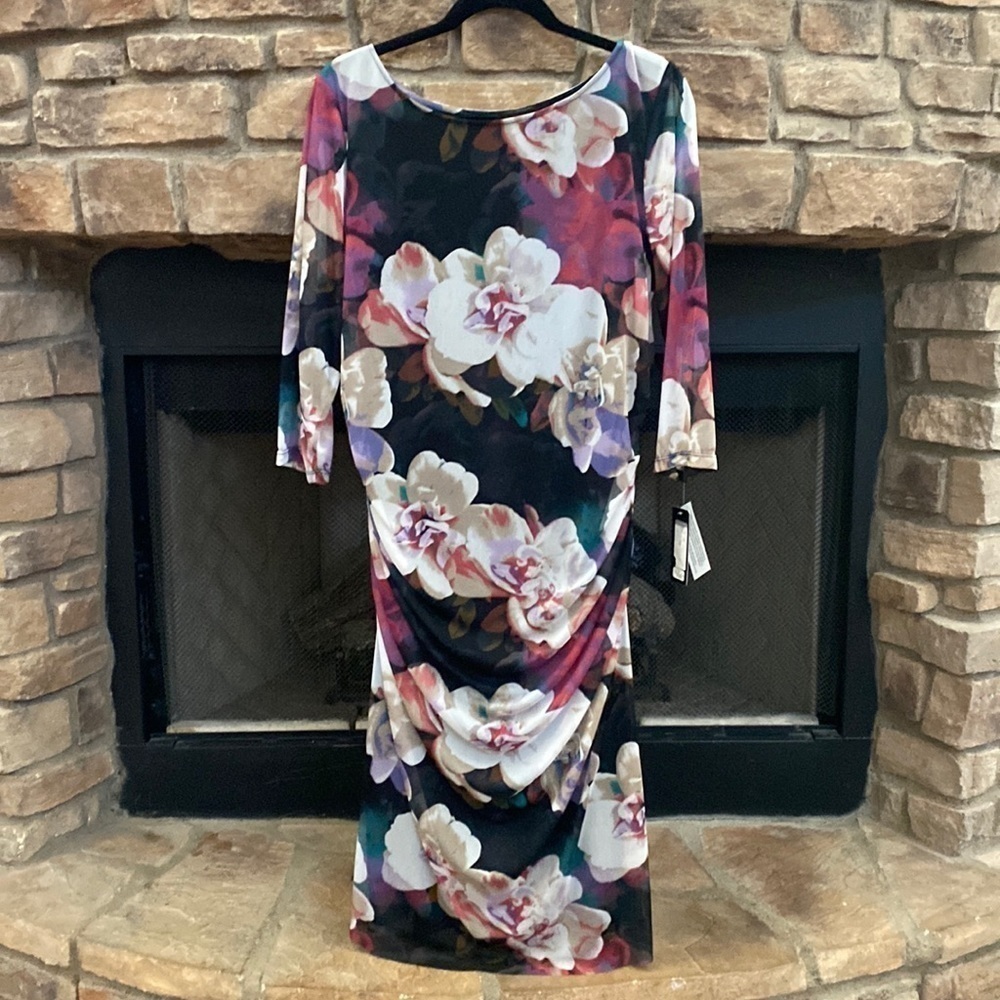 NWT Ignite Evenings New York black floral dress. Size 18W